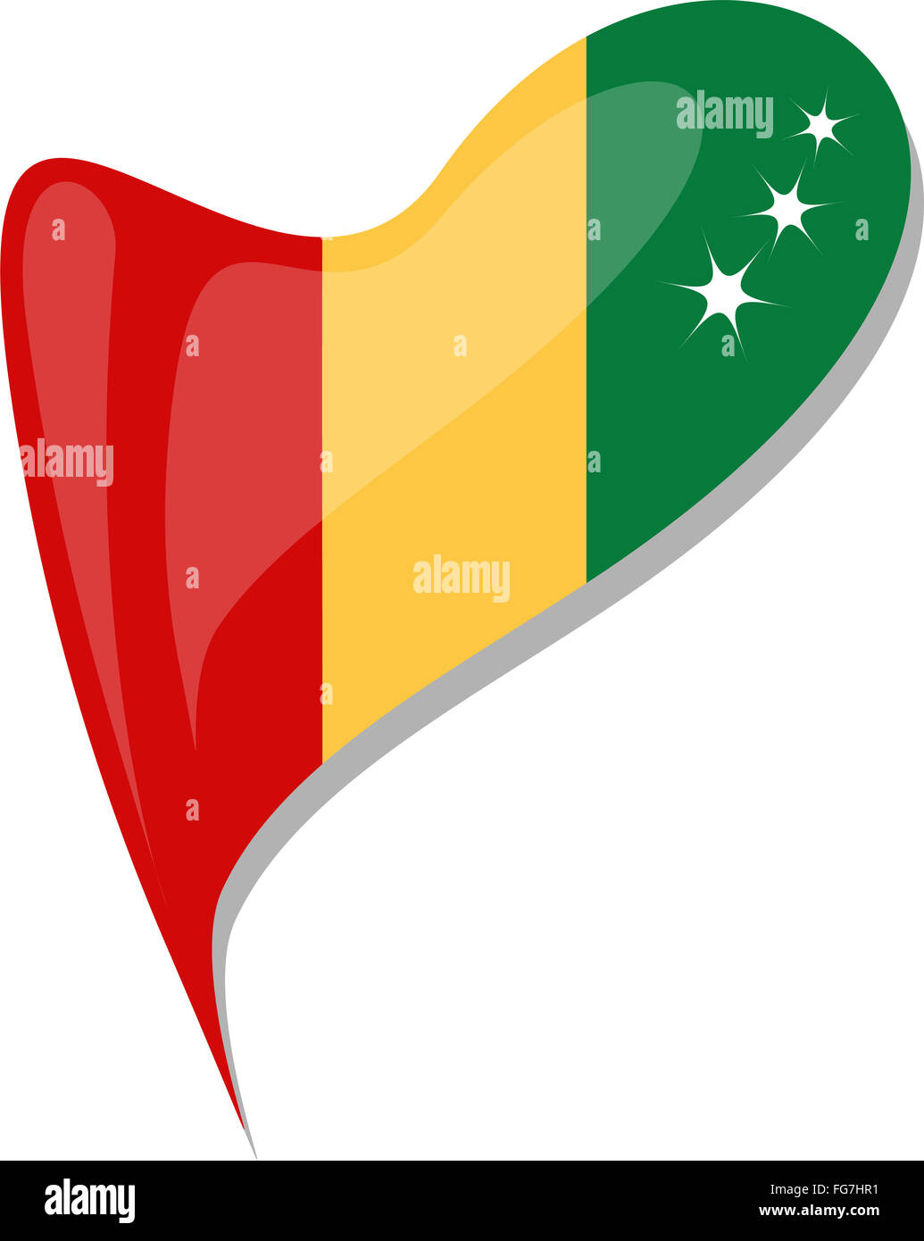 guinea in heart. Icon of guinea national flag. vector Stock Photo