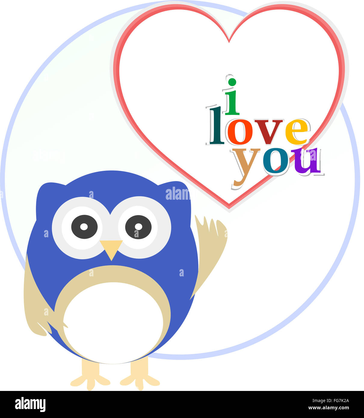 Cute owl with love heart Stock Photo