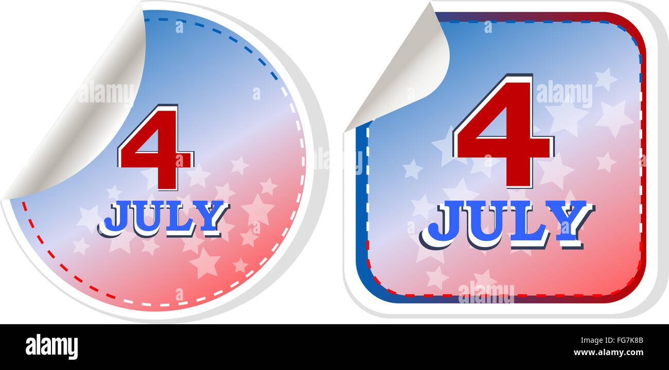 independence day badge on patriotic background stickers set Stock Photo Alamy