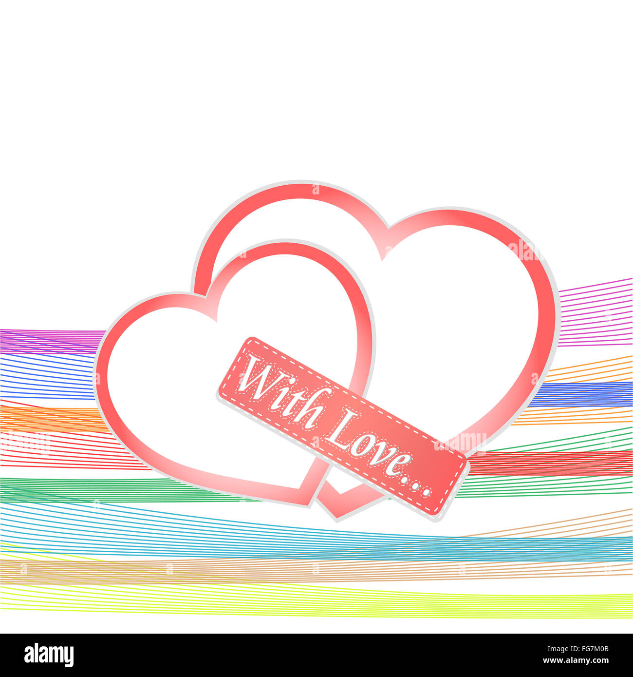 romantic vector background with two red hearts Stock Photo - Alamy