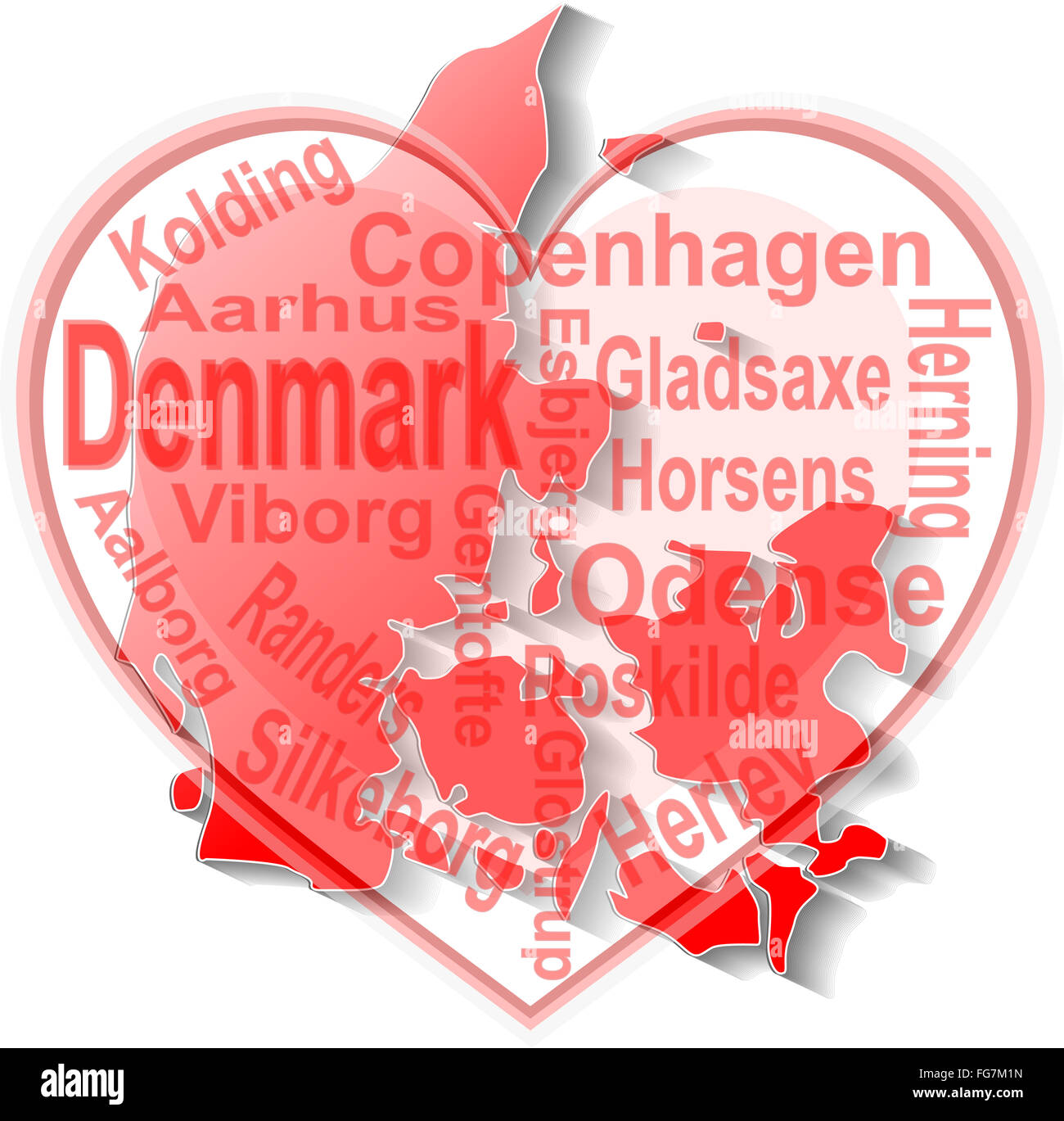 Vector Illustration Of Denmark Map And Map Stock Photo - Alamy