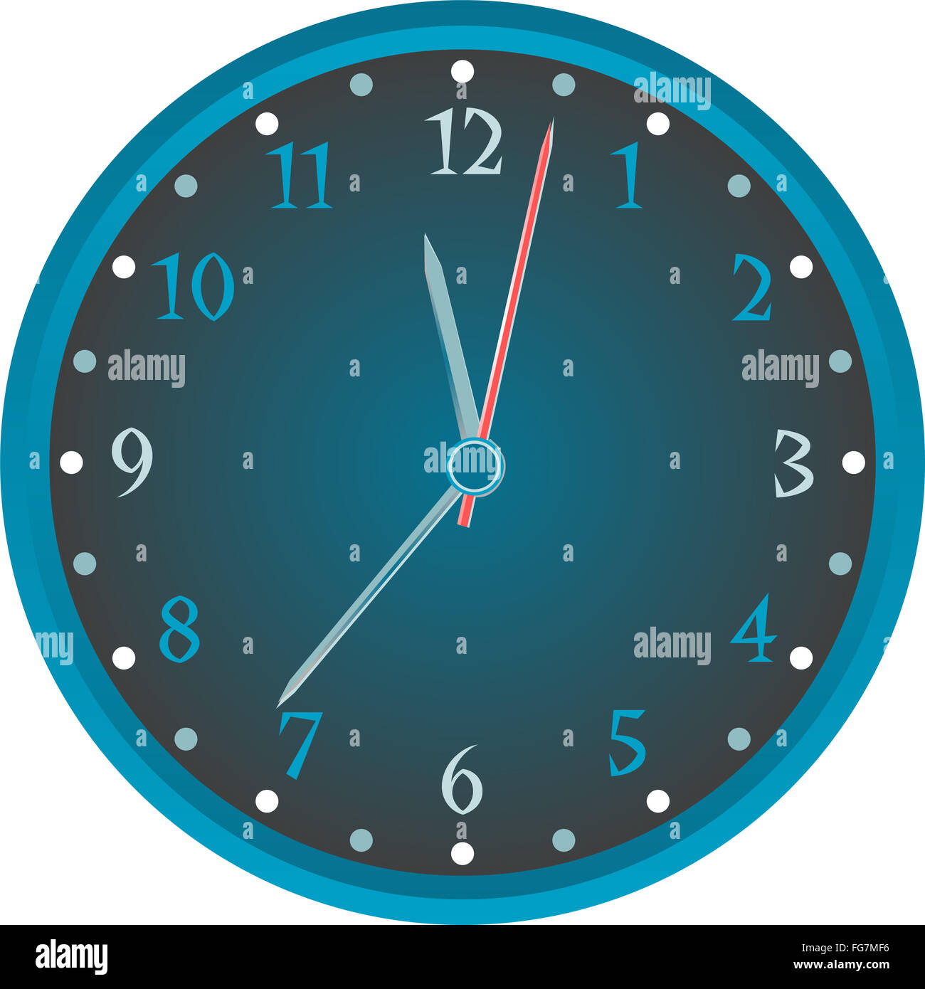 Vintage wall blue clock isolated on white background. vector Stock ...