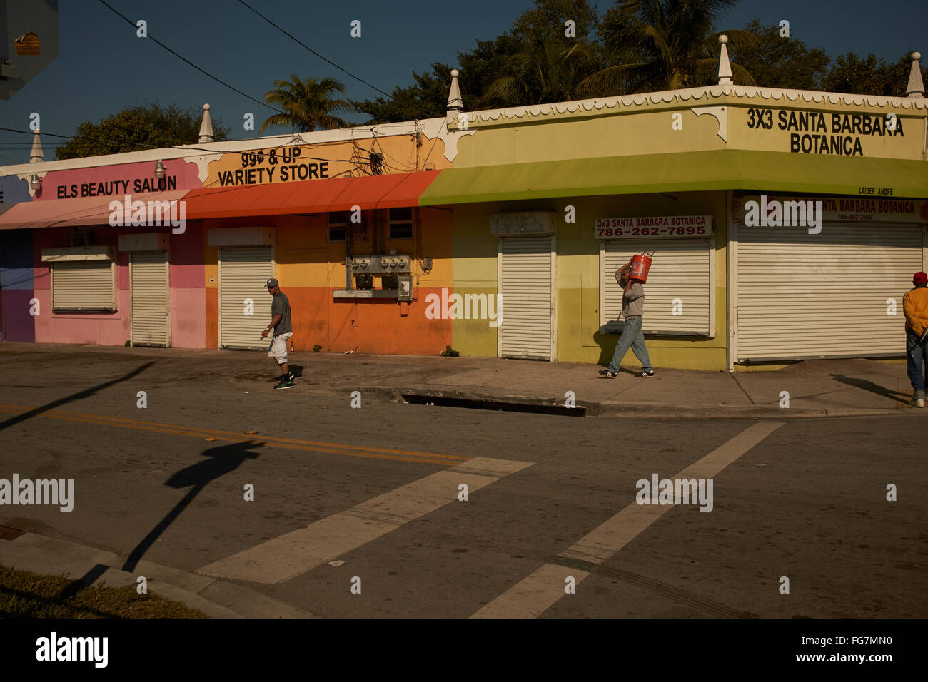 colorful shops closed in Miami Stock Photo