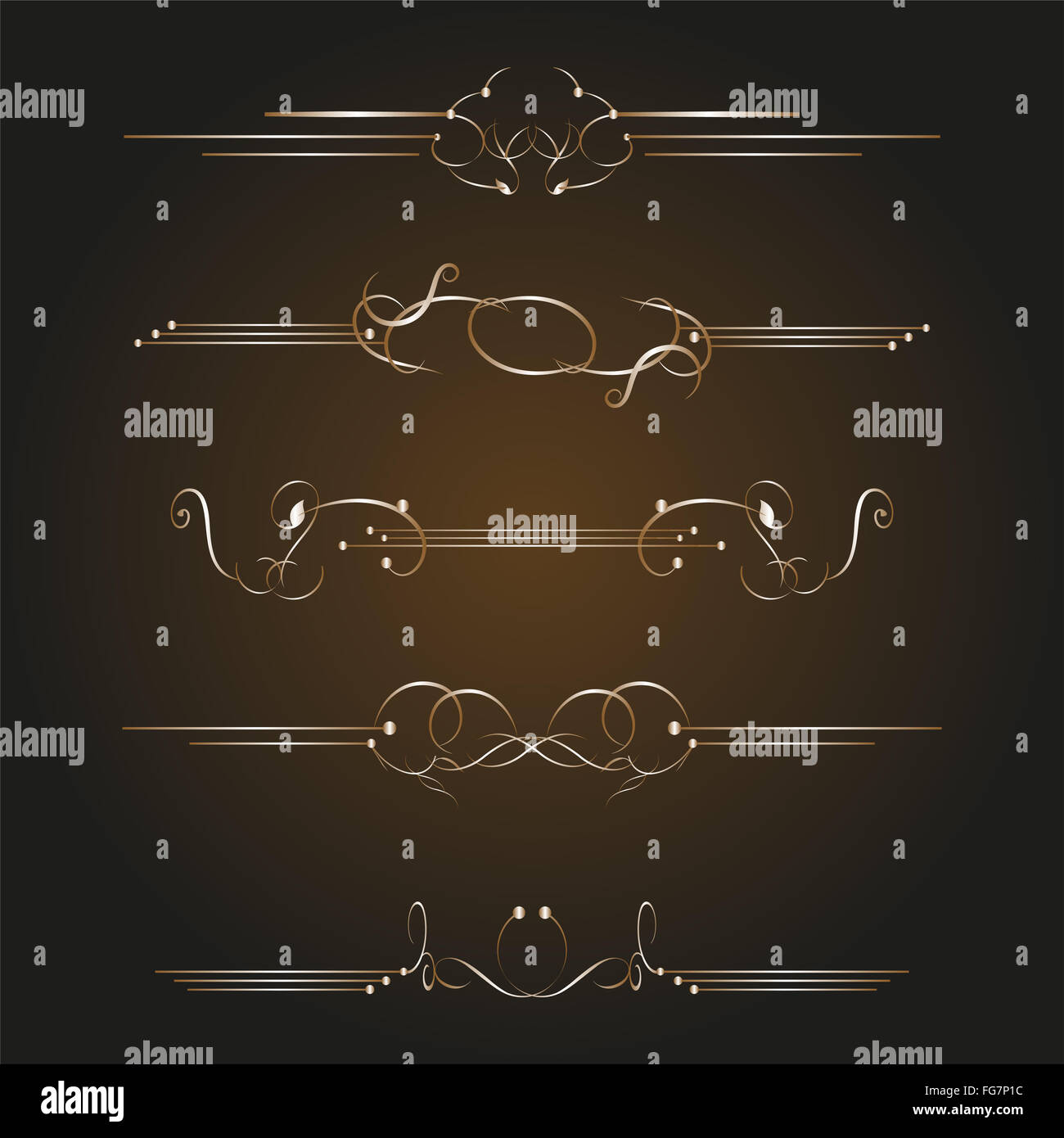 Set golden ornate page decor elements hi-res stock photography and ...
