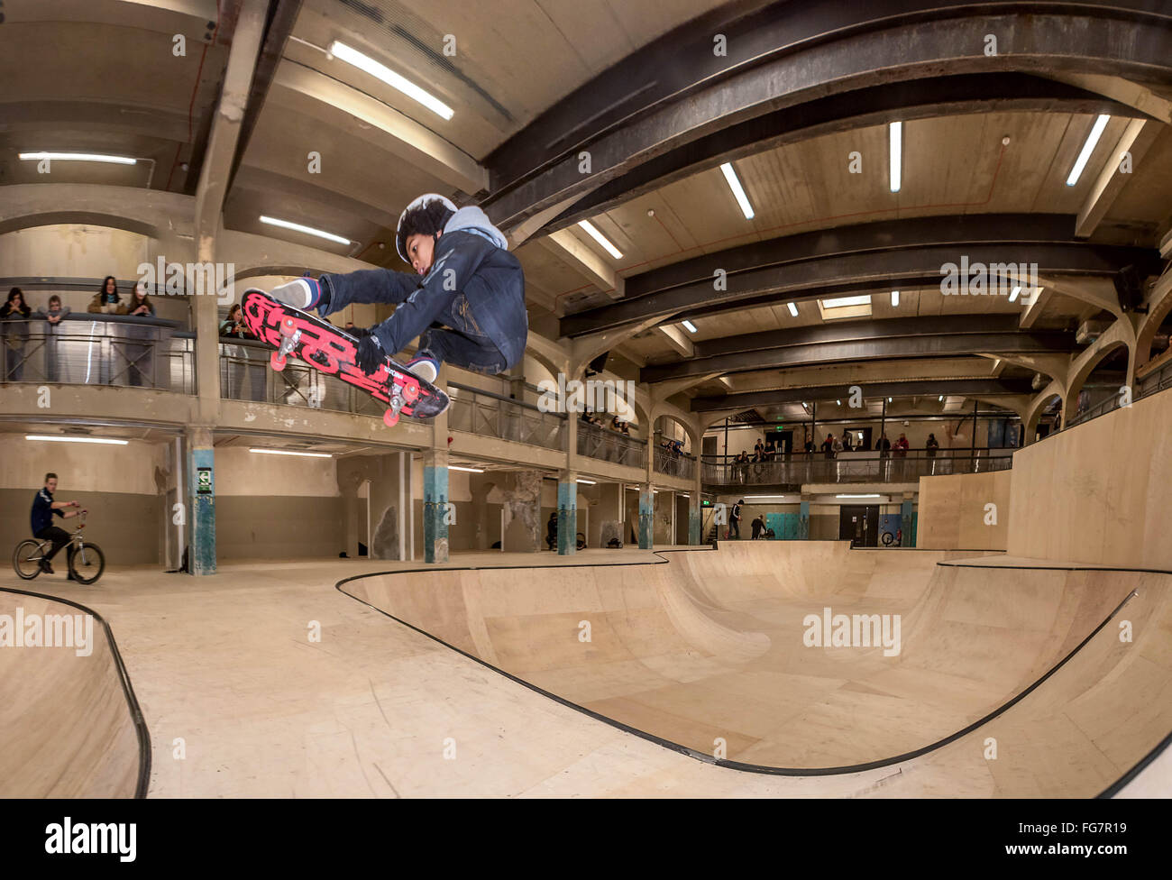 The Source Park, the world's largest underground skate and BMX park has opened in Hastings, East Sussex. Stock Photo