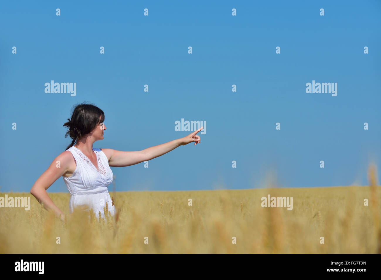young woman in wheat field at summer Stock Photo - Alamy