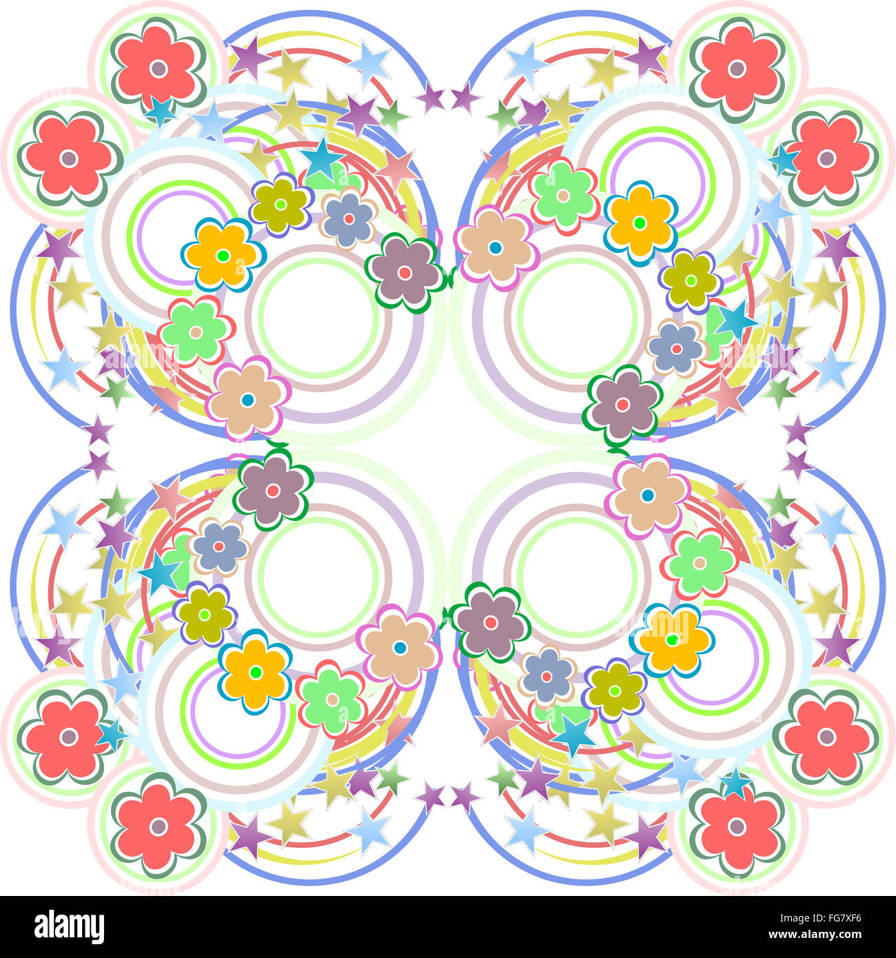 Seamless retro colourfull flower pattern in vector Stock Photo - Alamy