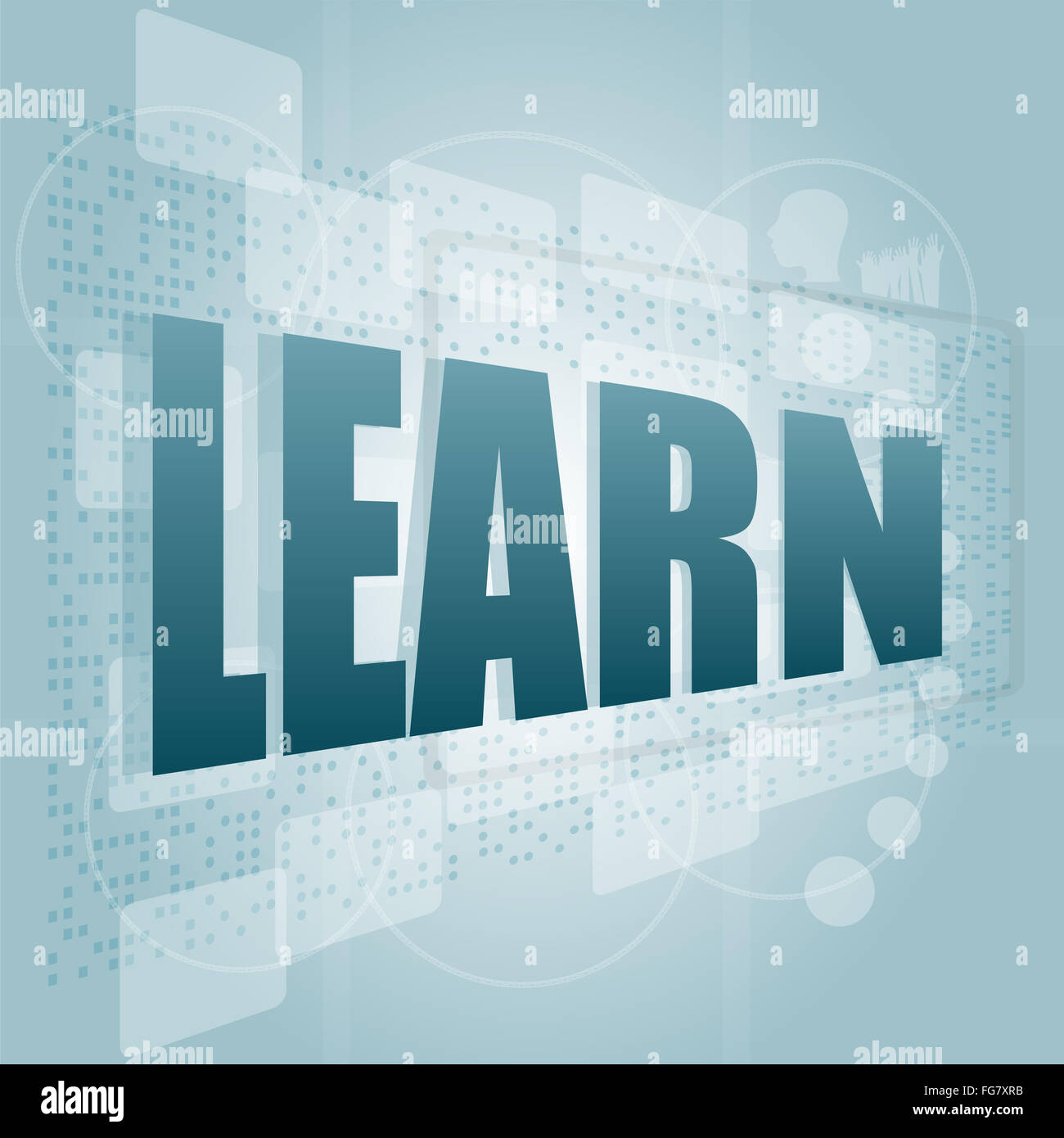 words learn on digital screen, education and learn concept Stock Photo