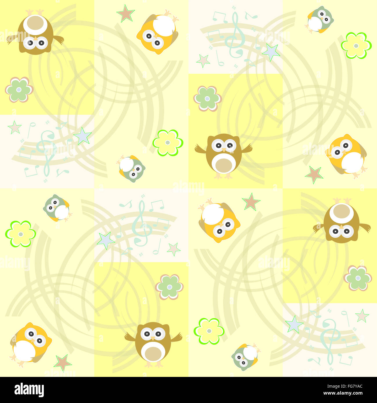 Seamless flowers and owl pattern vector background Stock Photo - Alamy
