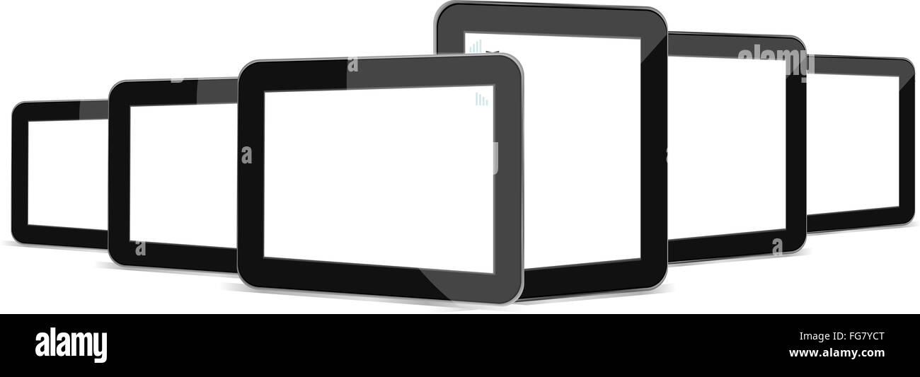 Black tablets set on white background Stock Photo