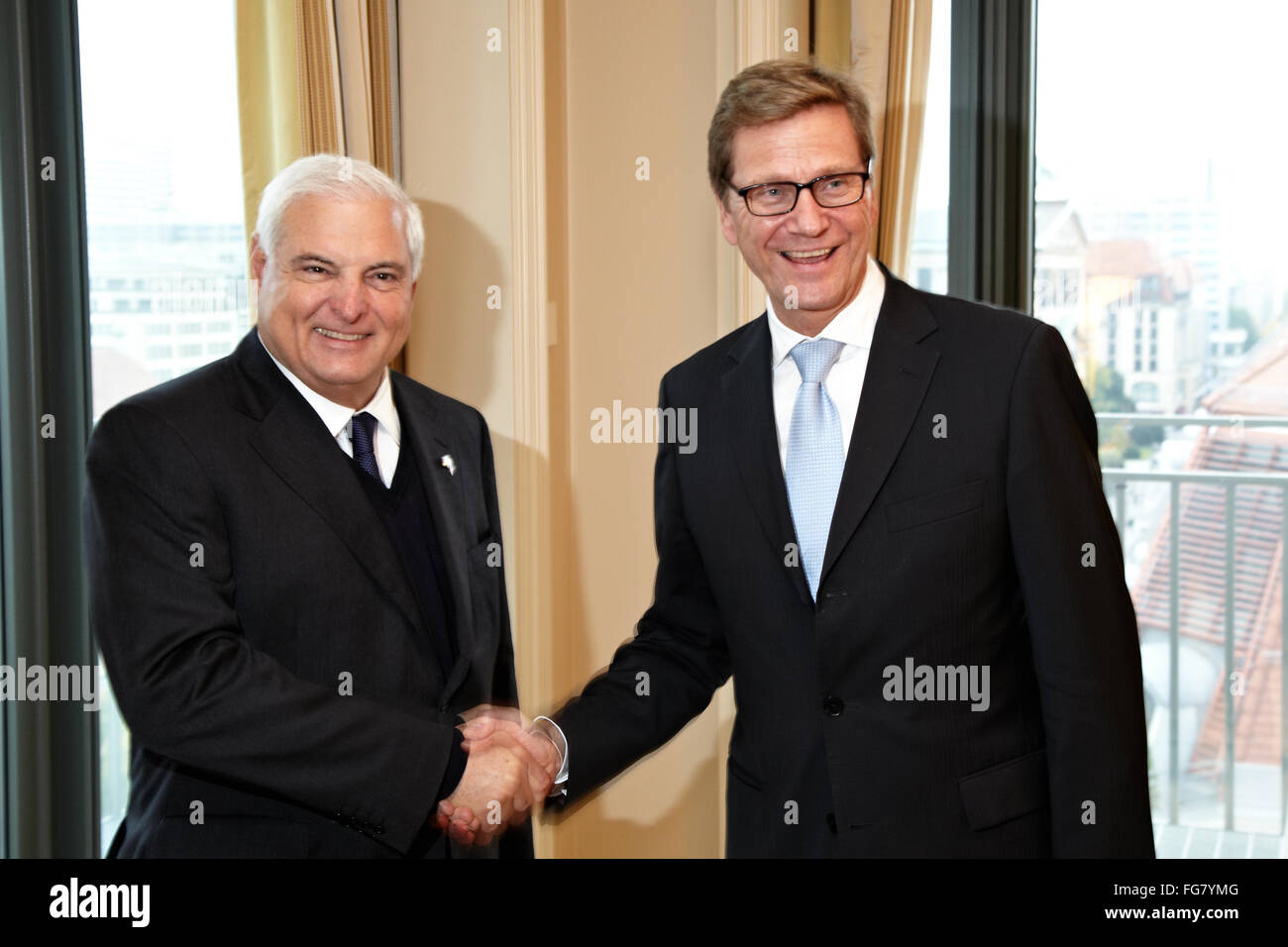 President of Panama and FM Guido Westerwelle Stock Photo