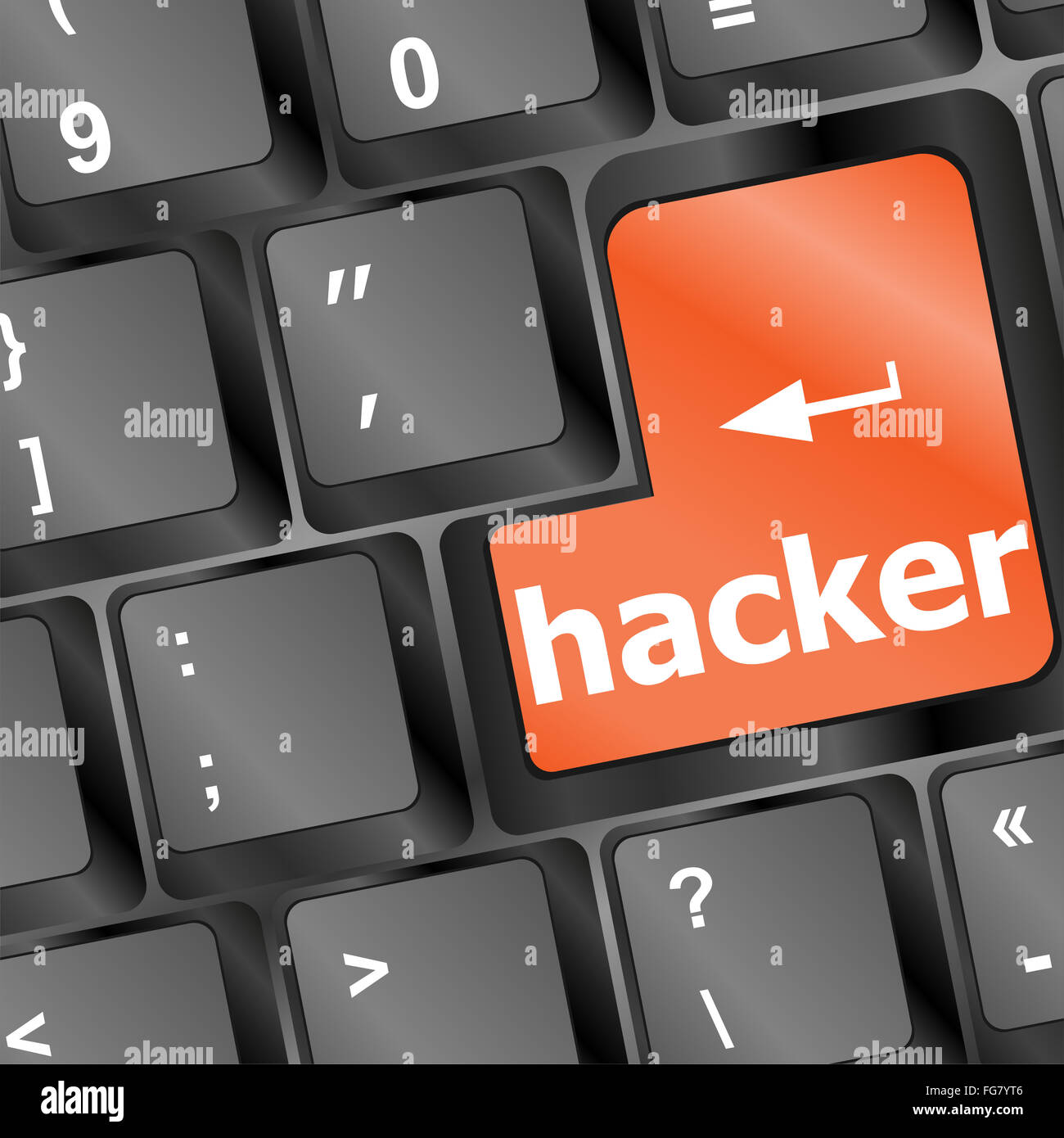 hacker word on keyboard, cyber attack, cyber terrorism concept Stock Photo