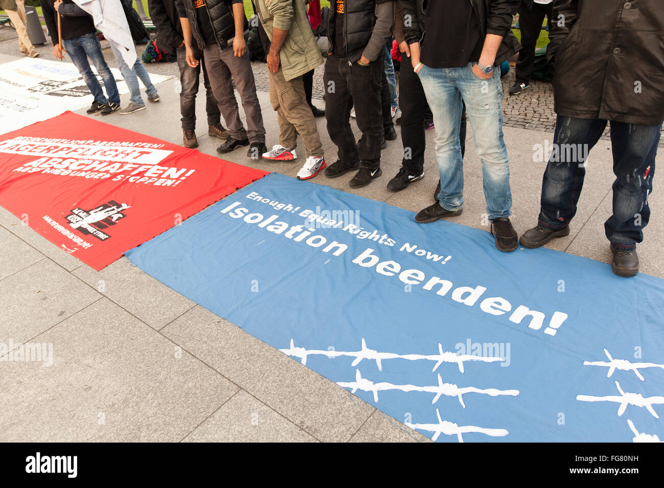 Asylum seekers protest again in Berlin Stock Photo