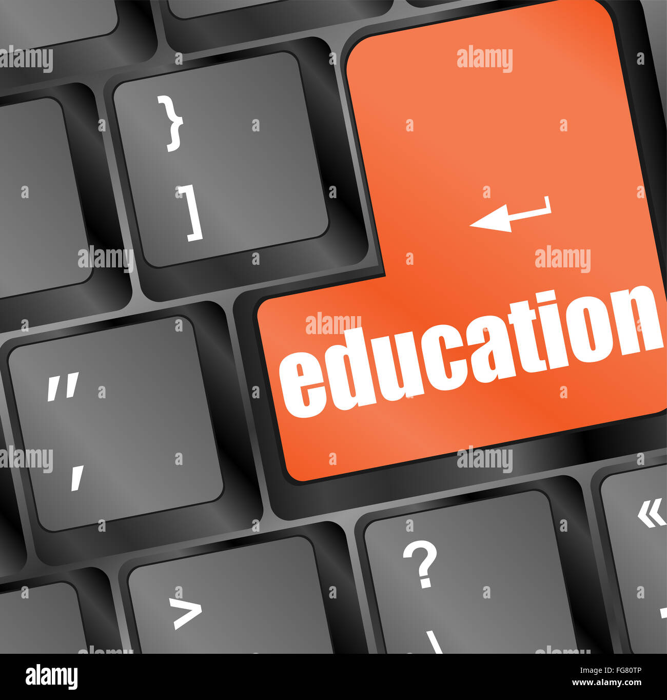 Computer keyboard with key education, learn concept Stock