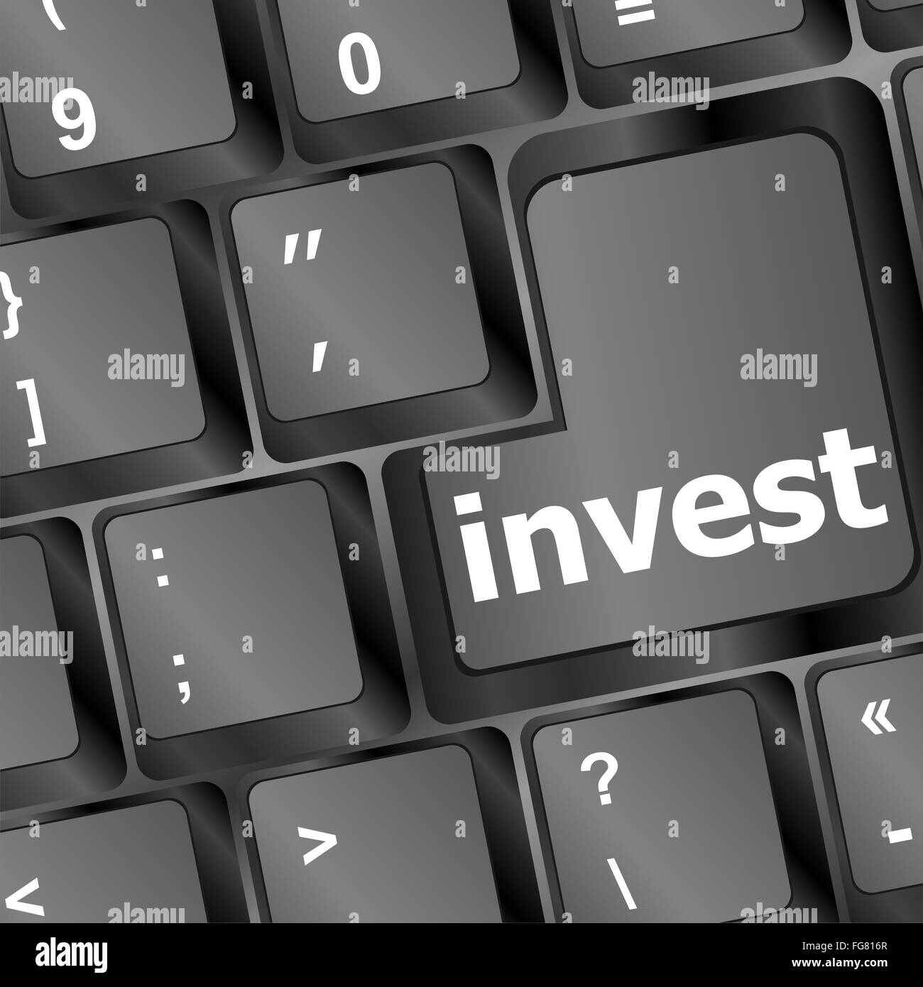 Hot key for investment - vector invest key on keyboard Stock Photo