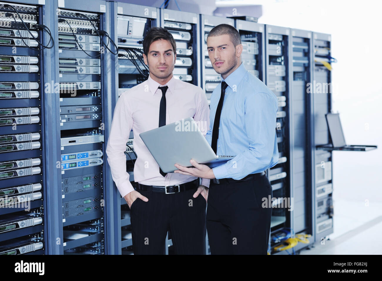 it enineers in network server room Stock Photo