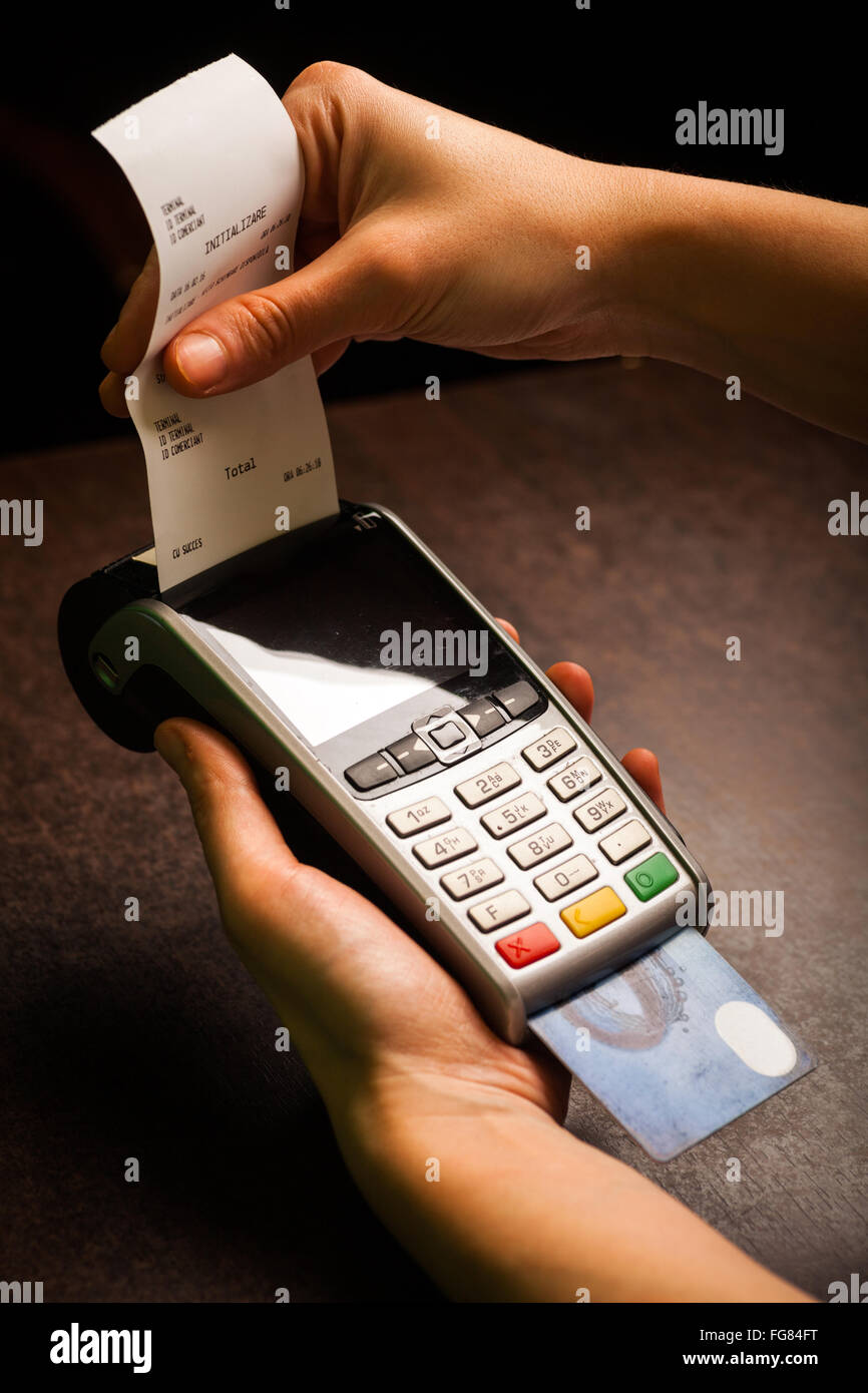Color image of a POS and credit cards Stock Photo - Alamy