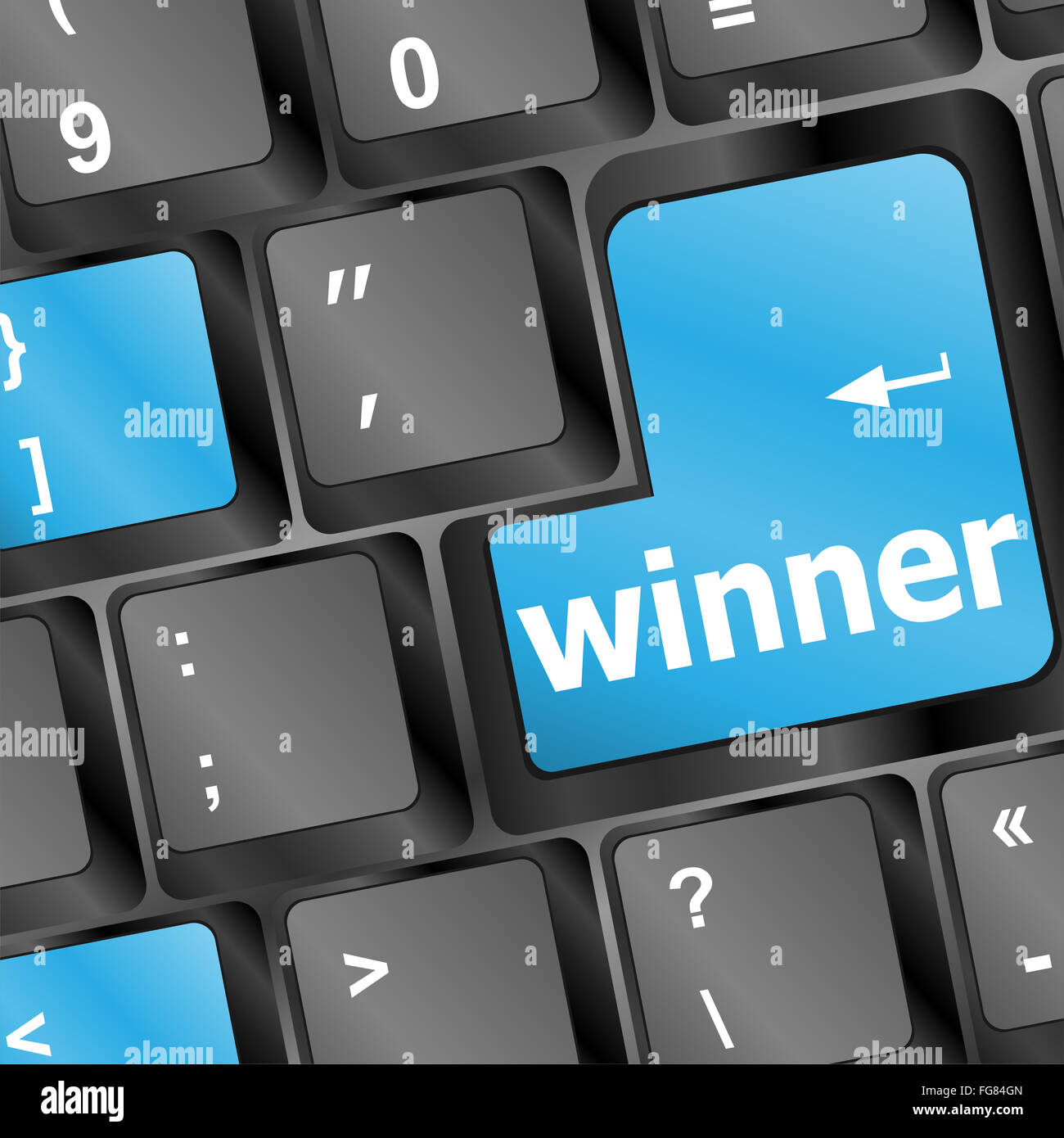 key on a computer keyboard with the words winner Stock Photo - Alamy