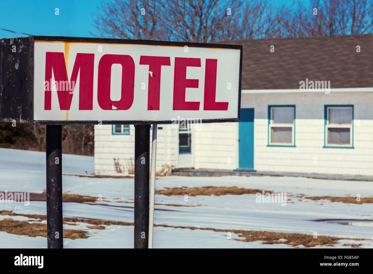 An old abandoned North American motel. Stock Photo