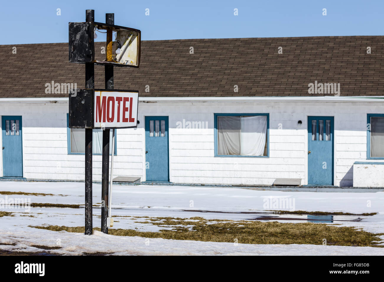 An old abandoned North American motel. Stock Photo
