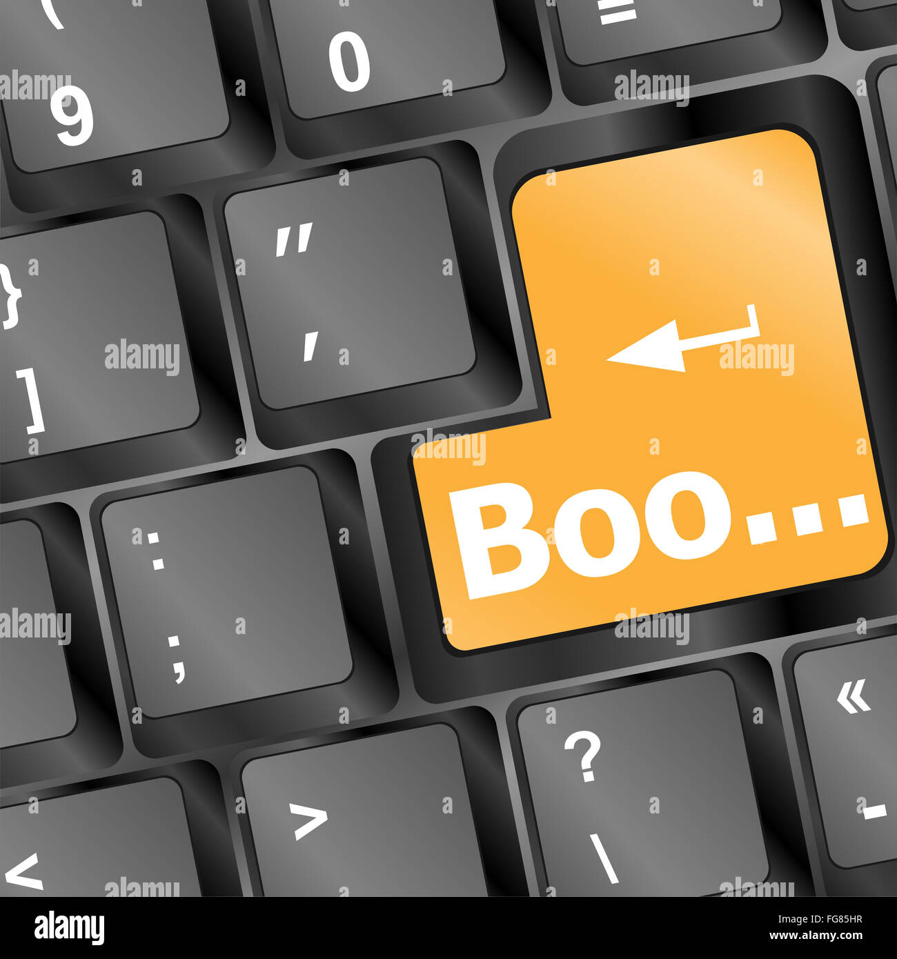 boo button on computer keyboard showing error or mistake concept Stock Photo
