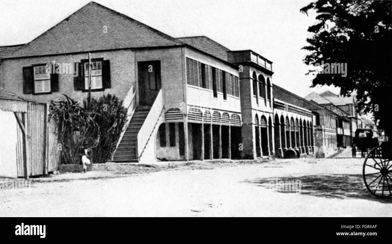 HAMILTON BIRTHPLACE. /nThe house where Alexander Hamilton was born in