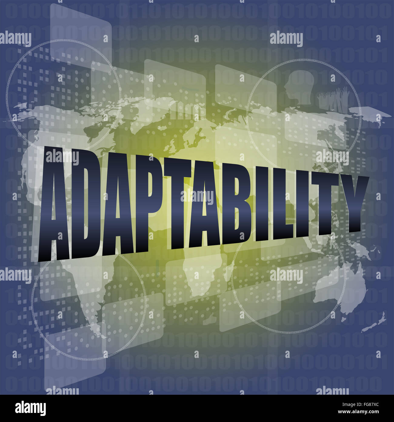 adaptability word on digital screen. financial background Stock Photo