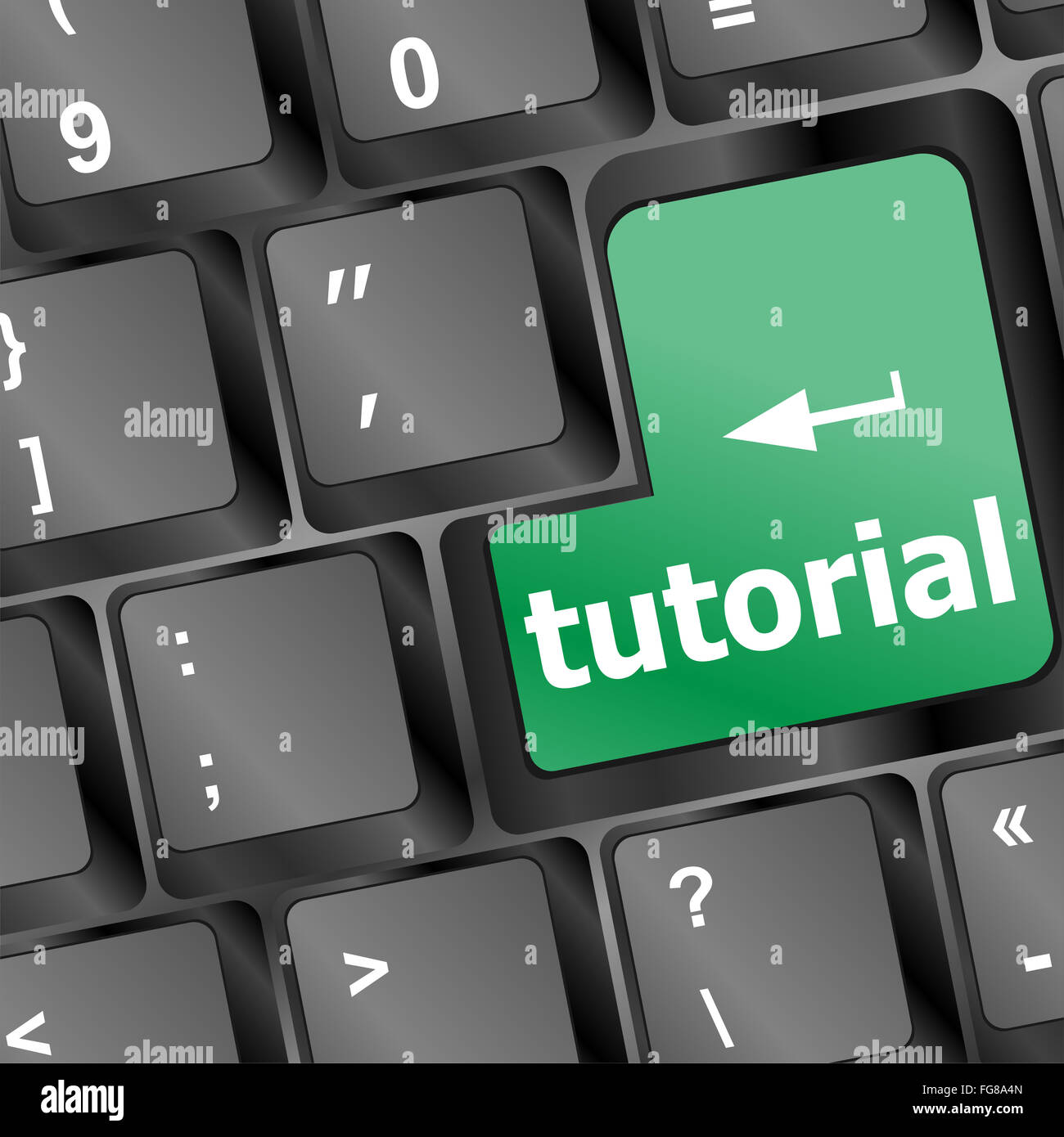 Desktop Keyboard Tutorial tutorial or e learning concept with key on computer keyboard Stock ...