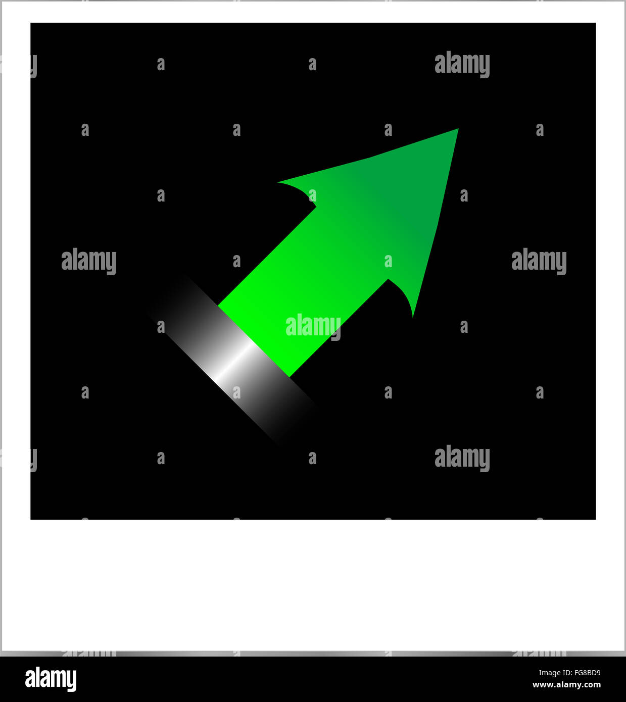 instant photo frame with green arrow, isolated on white background ...