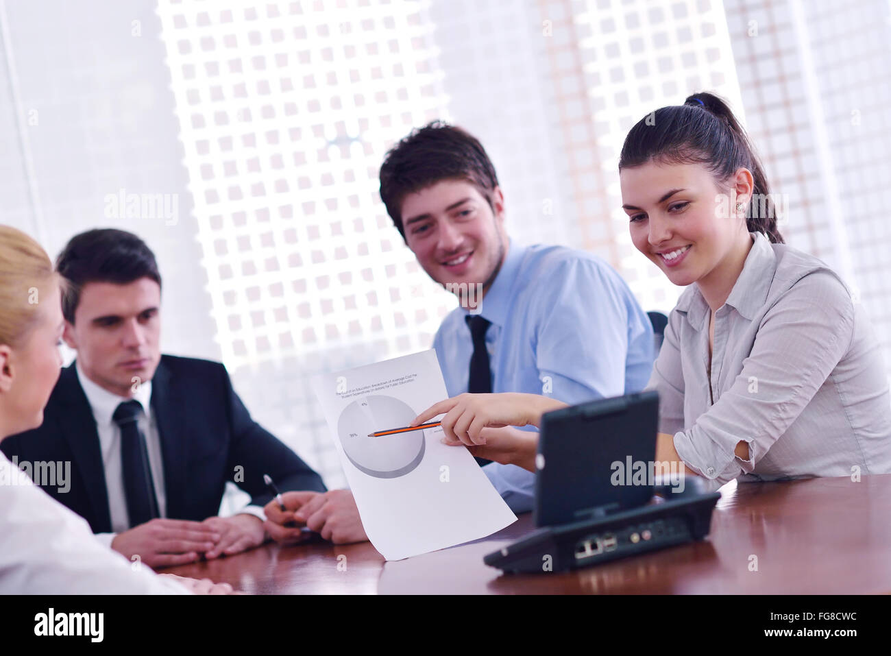 business people in a video meeting Stock Photo