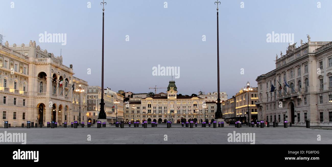 geography / travel, Italy, Friuli, Trieste, Piazza Unita, Palazzo del Governo, Casa Stratti, city hall, Additional-Rights-Clearance-Info-Not-Available Stock Photo