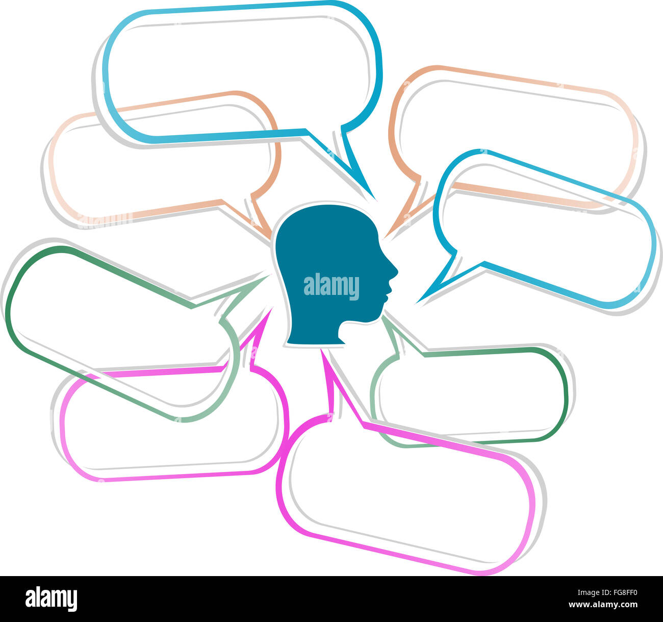silhouette of a human head with emanating from it bubbles speech Stock ...