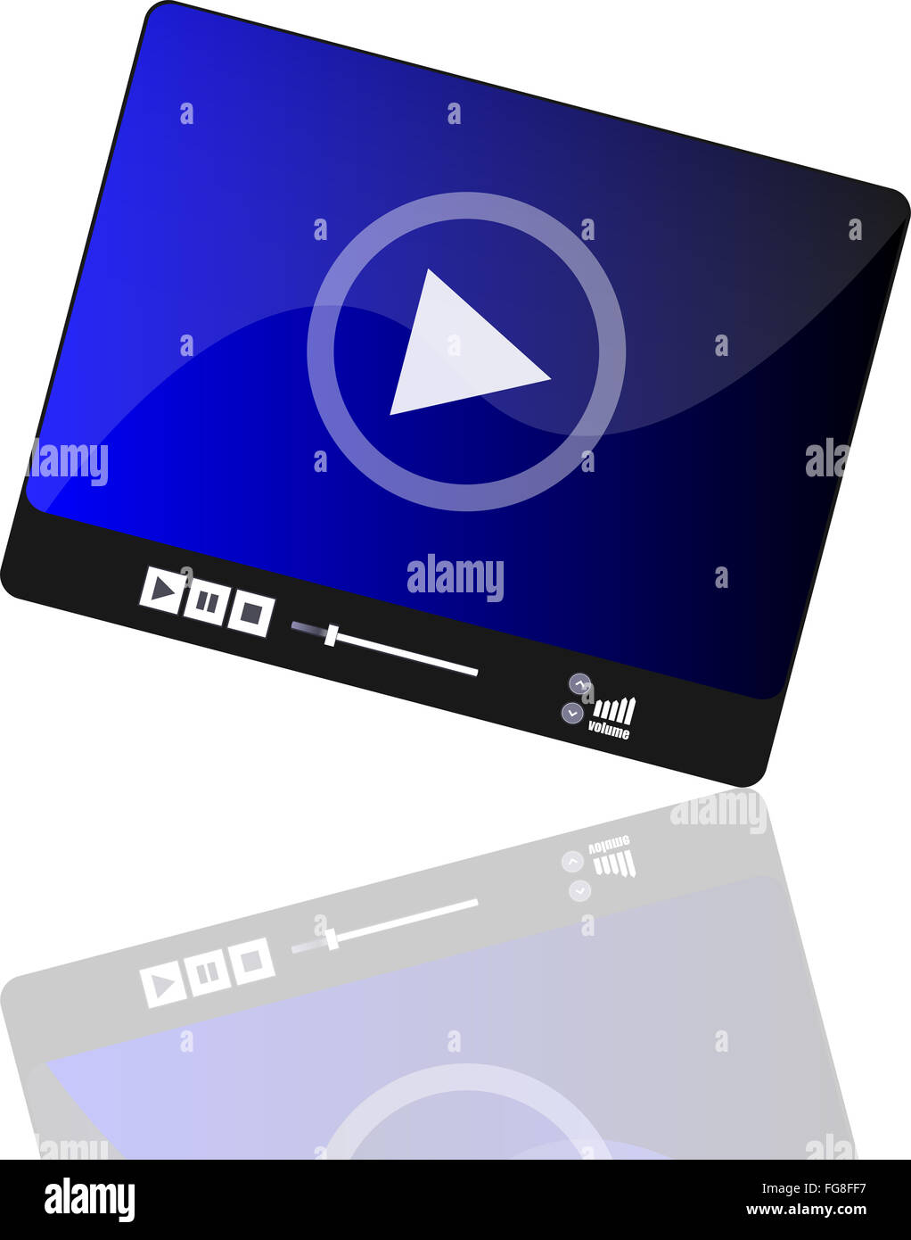 Media player set with play button on abstract background Stock Photo ...