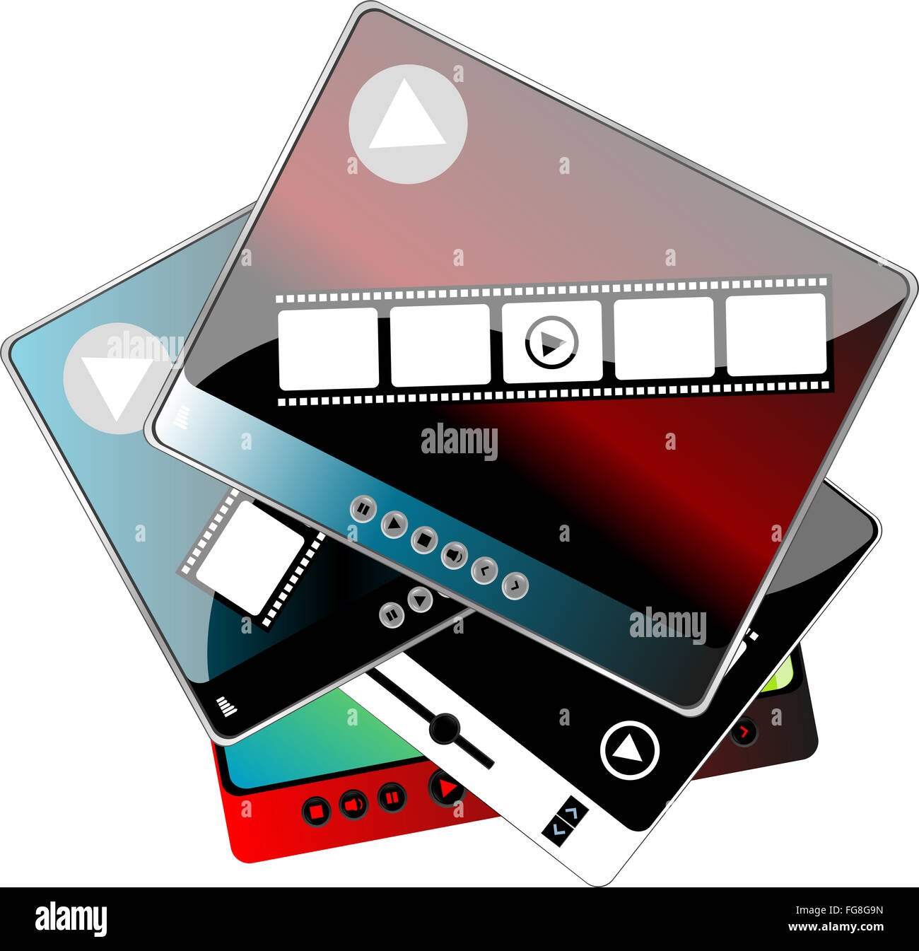 Blank film strip on digital media player set Stock Photo