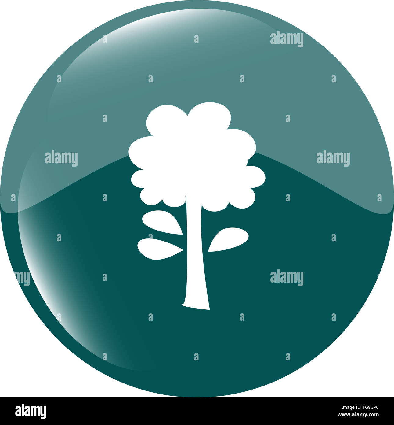 Tree icon on round button collection original illustration Stock Photo ...