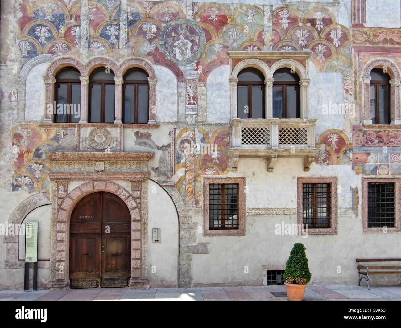 geography / travel, Italy, Trentino, Trento, Palazzo Quetta Alberti-Colico, facade with portal, Additional-Rights-Clearance-Info-Not-Available Stock Photo