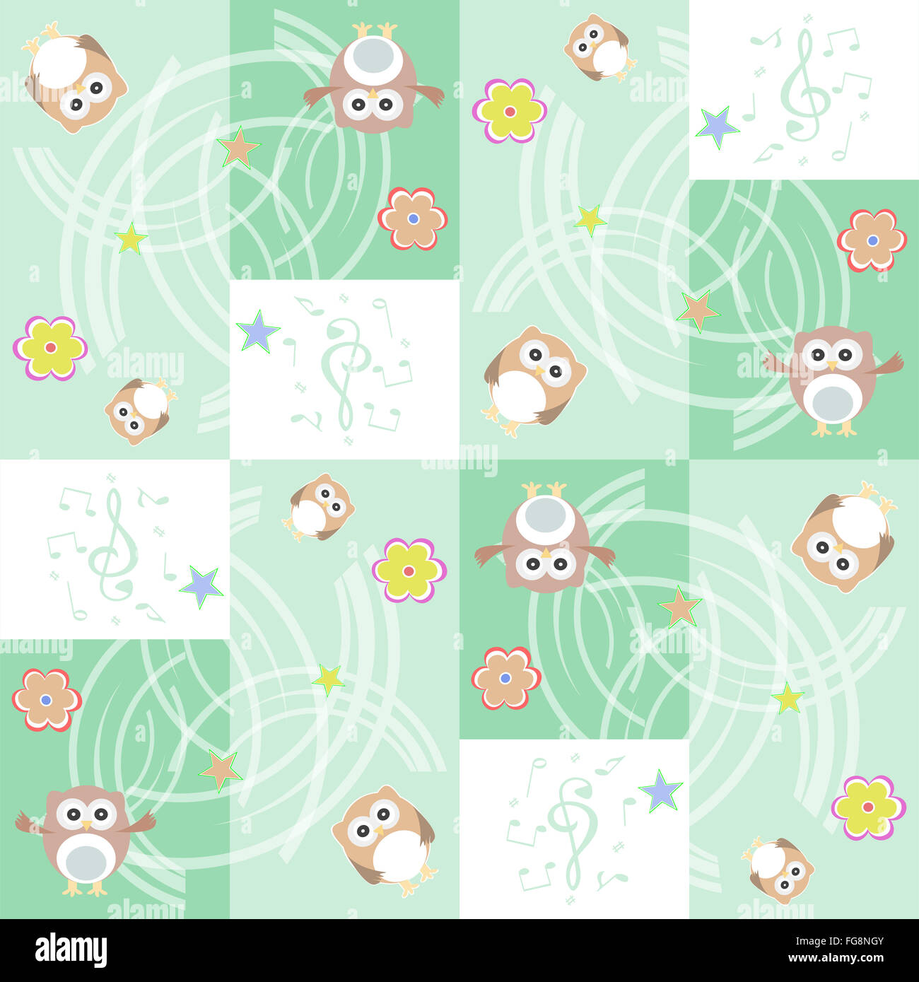 Seamless flowers and owl pattern. vector background Stock Photo - Alamy