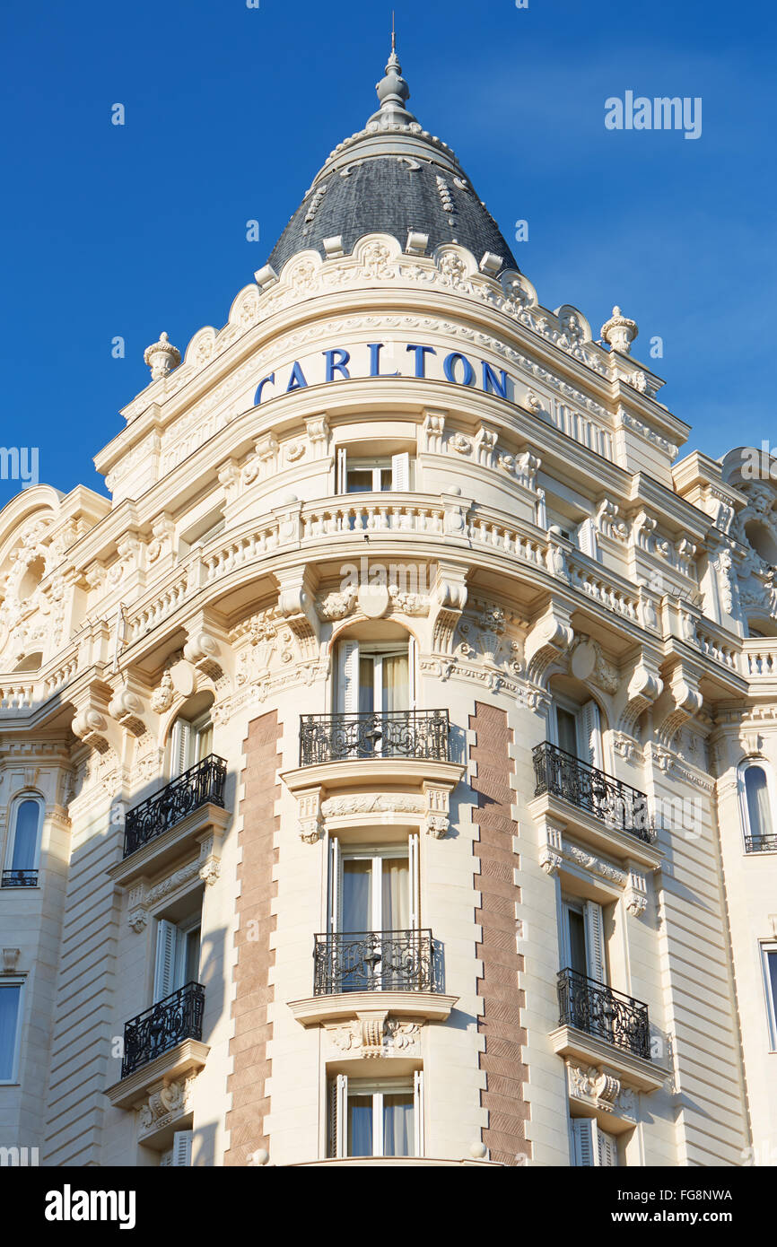 Luxury hotel InterContinental Carlton, located on the famous 'La Croisette' boulevard in Cannes Stock Photo