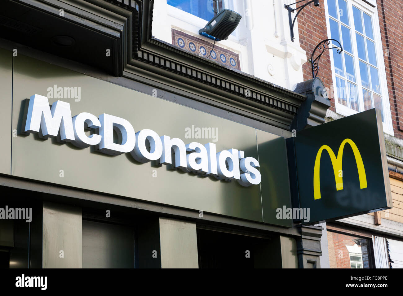 McDonald's sign and logo, Nottingham, England, UK Stock Photo