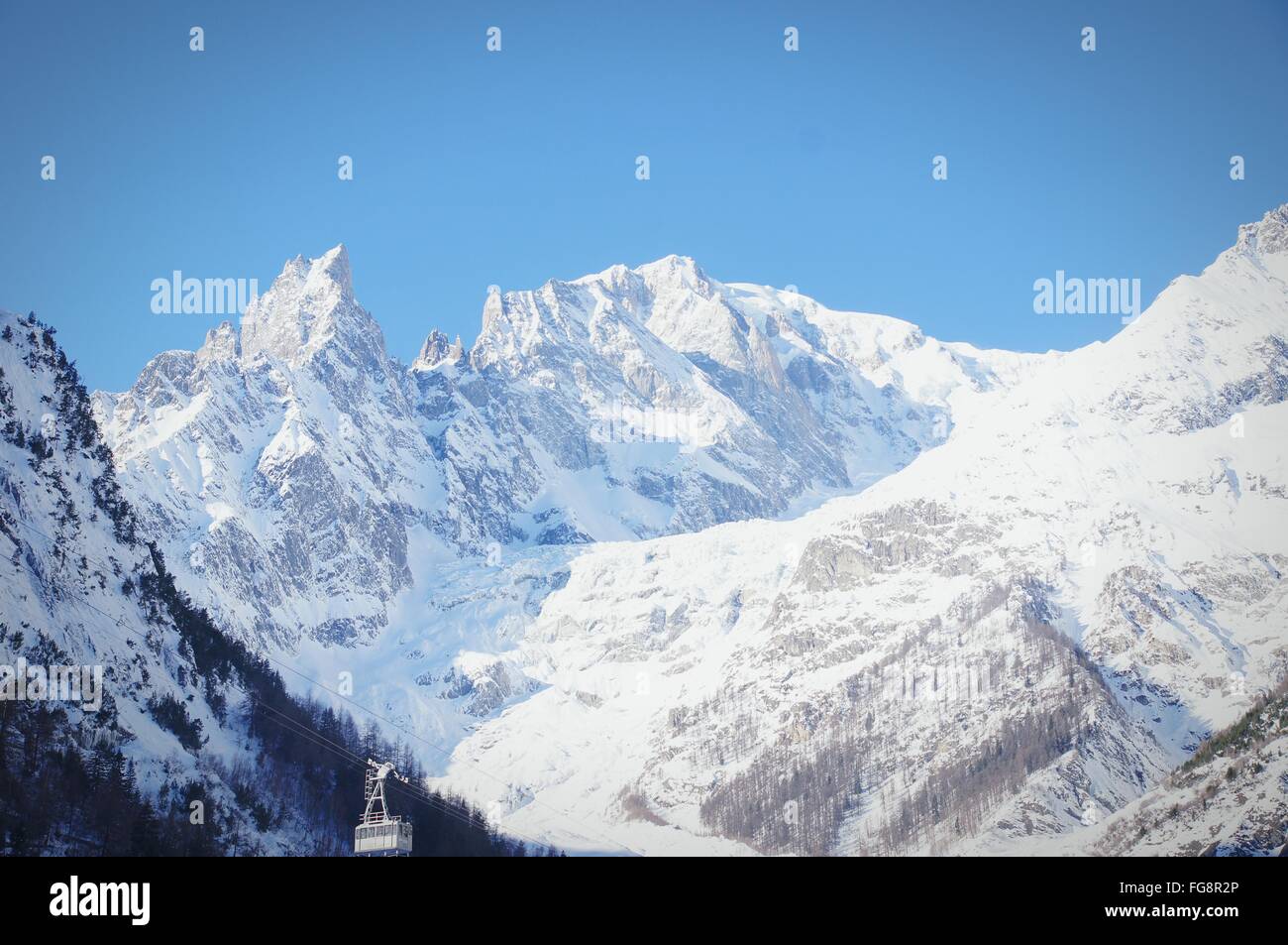 Scenic View Of Snowcapped Mountain Against Clear Sky Stock Photo