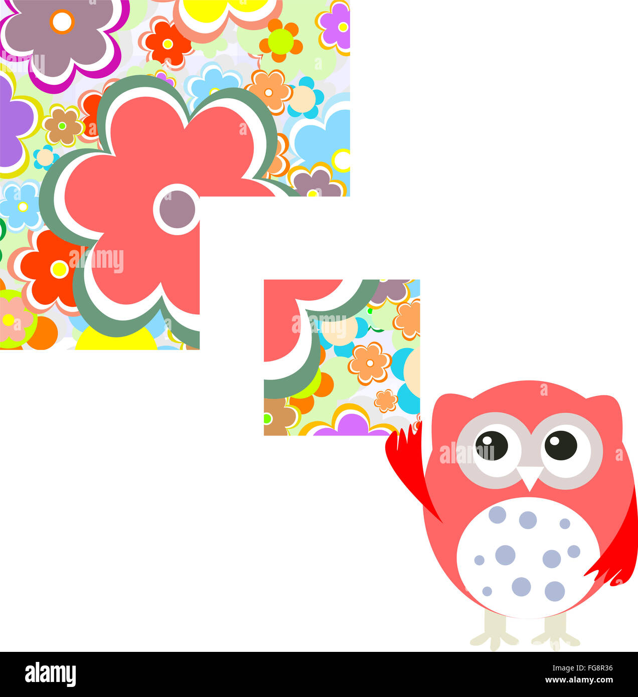 Seamless pattern with flowers and owl background Stock Photo - Alamy