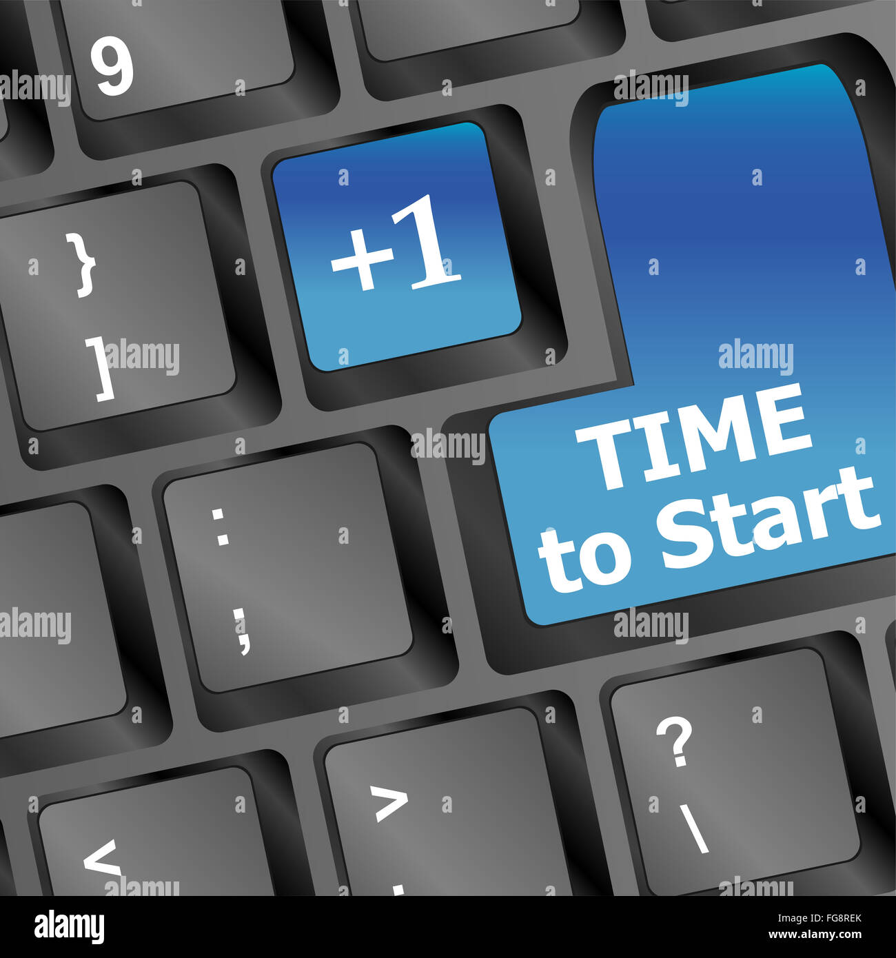 Starttime Button Time to start text button on keyboard with soft focus Stock Photo - Alamy