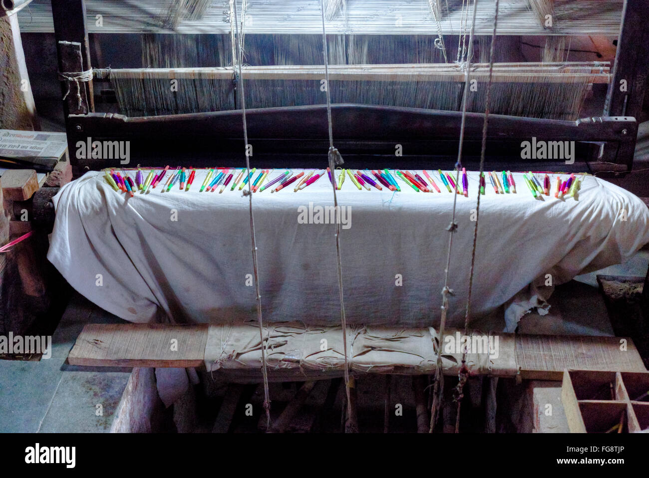 silk facatory in Varanasi, Uttar Pradesh, India Stock Photo