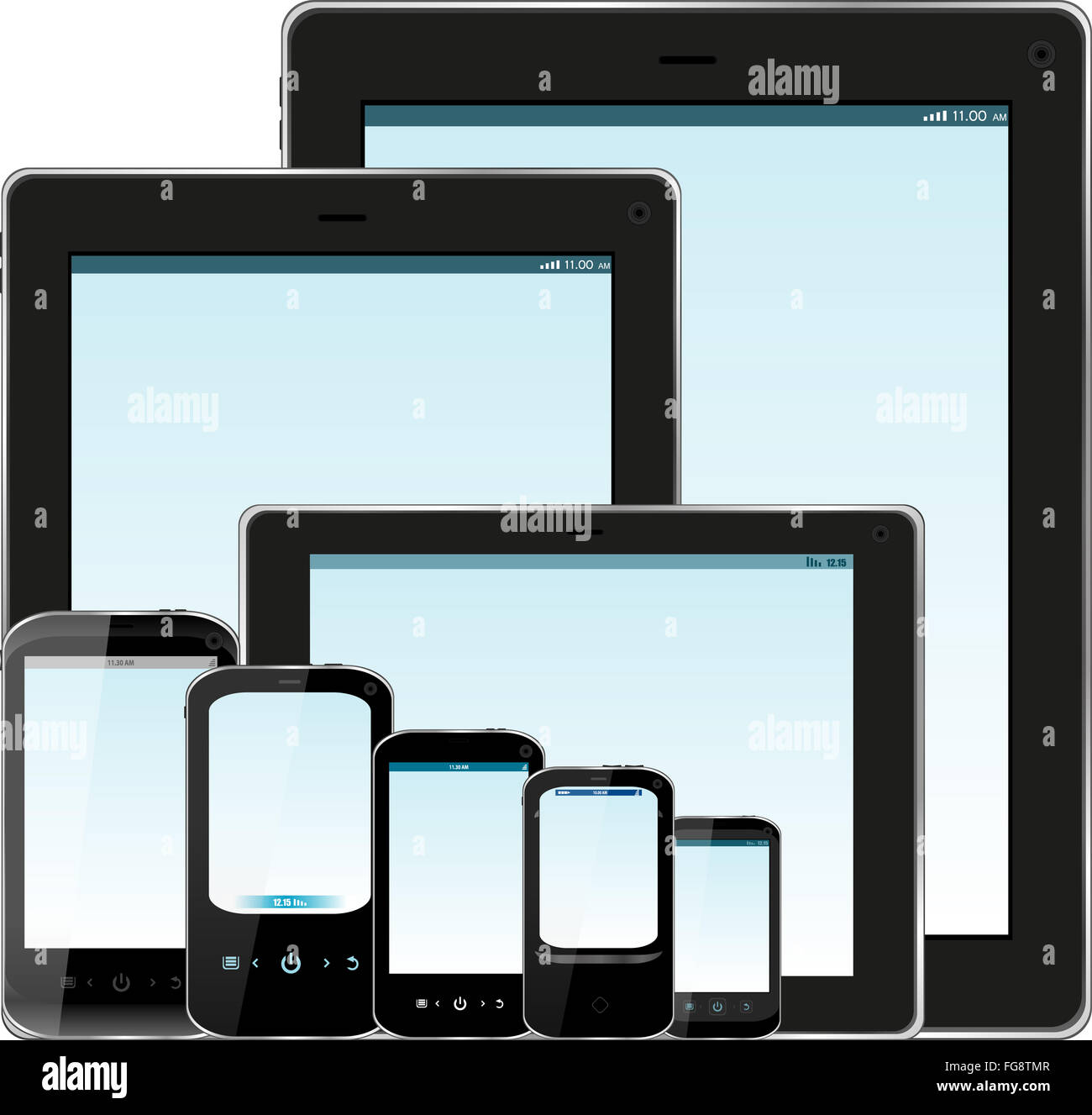 Set of realistic display, tablet computer and mobile phone template