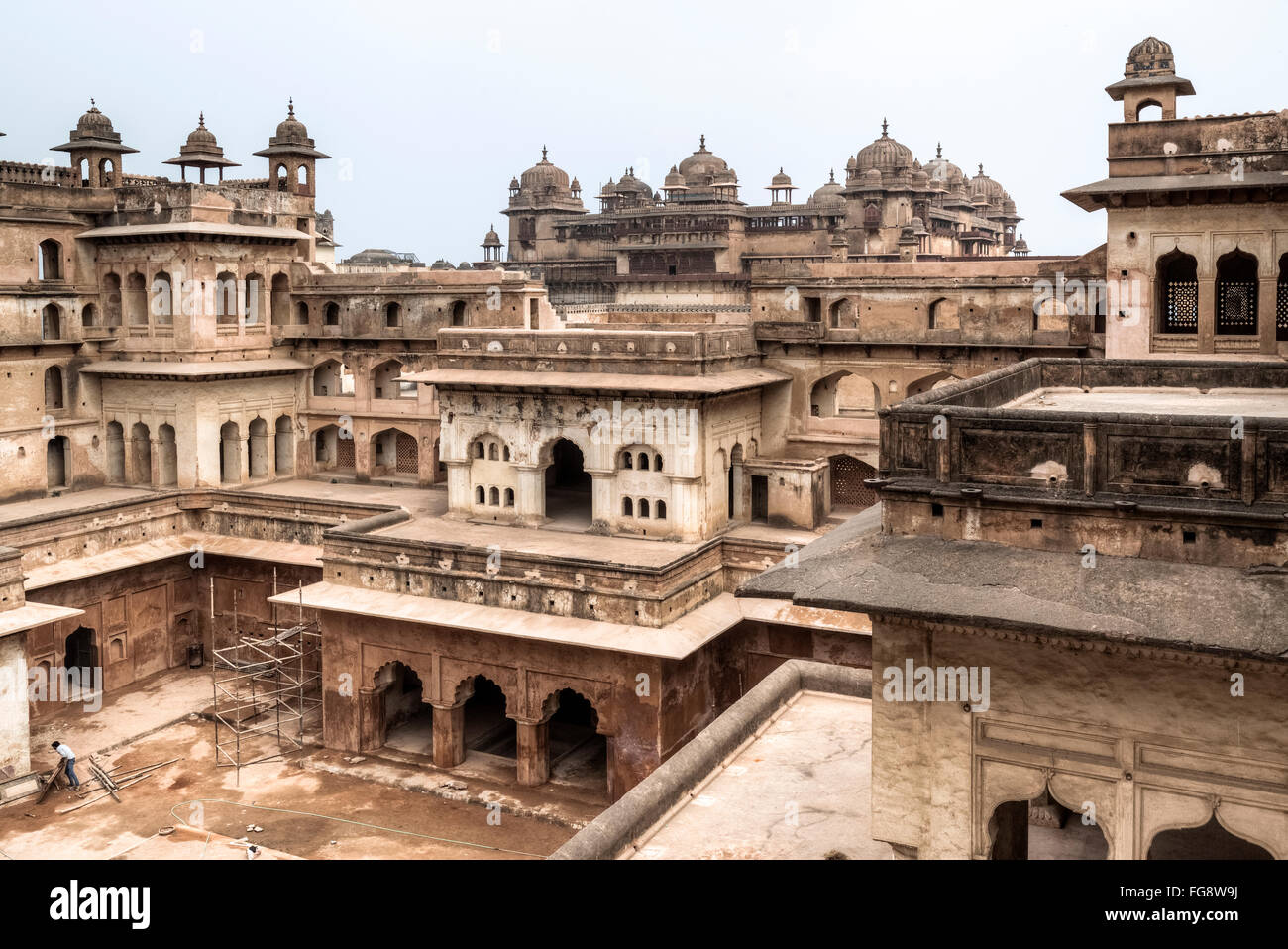 Orchha Fort, Raja Mahal, Orccha, Madhya Pradesh, India, South Asia Stock Photo