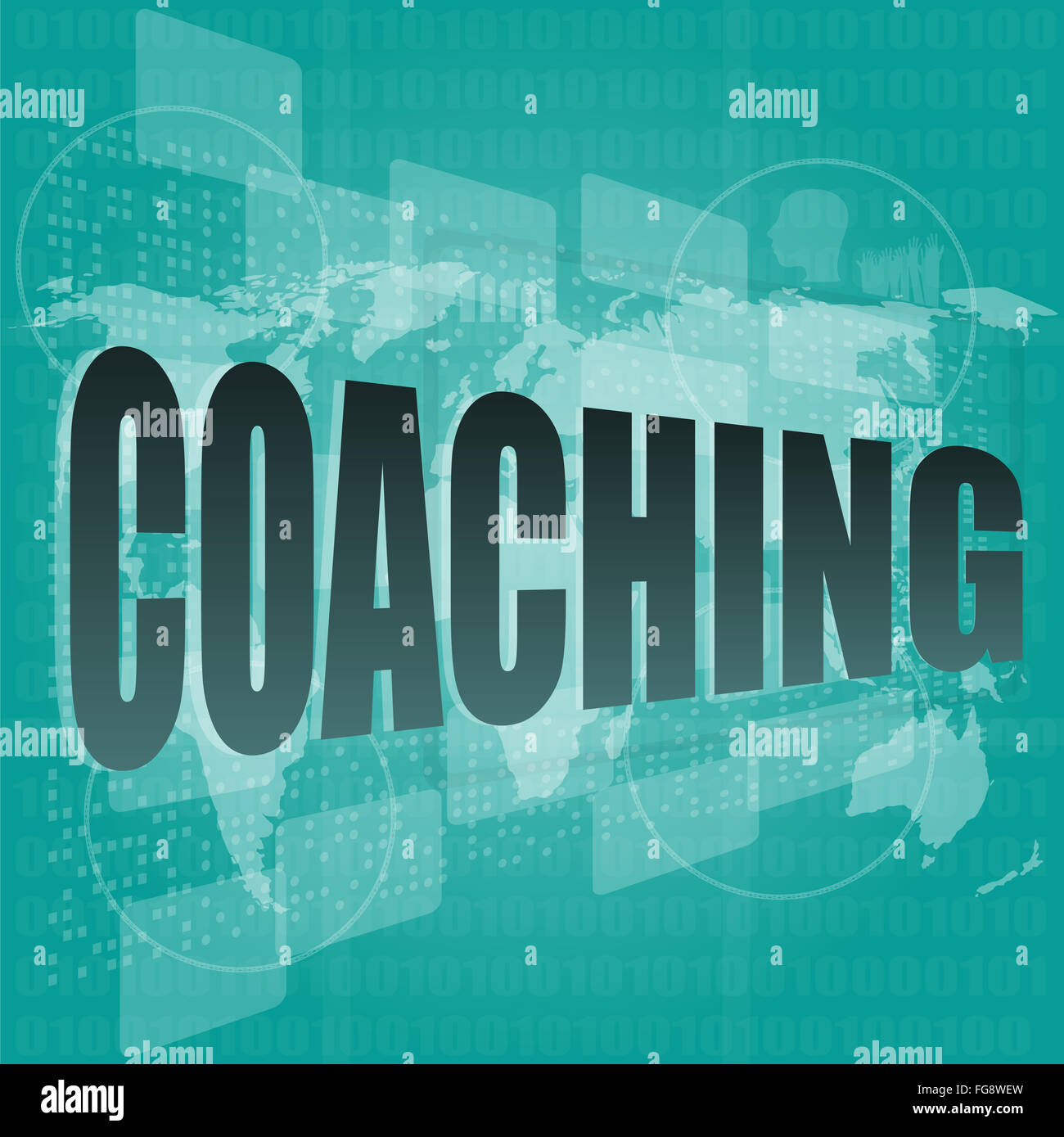Education concept: words Coaching on digital background Stock Photo - Alamy
