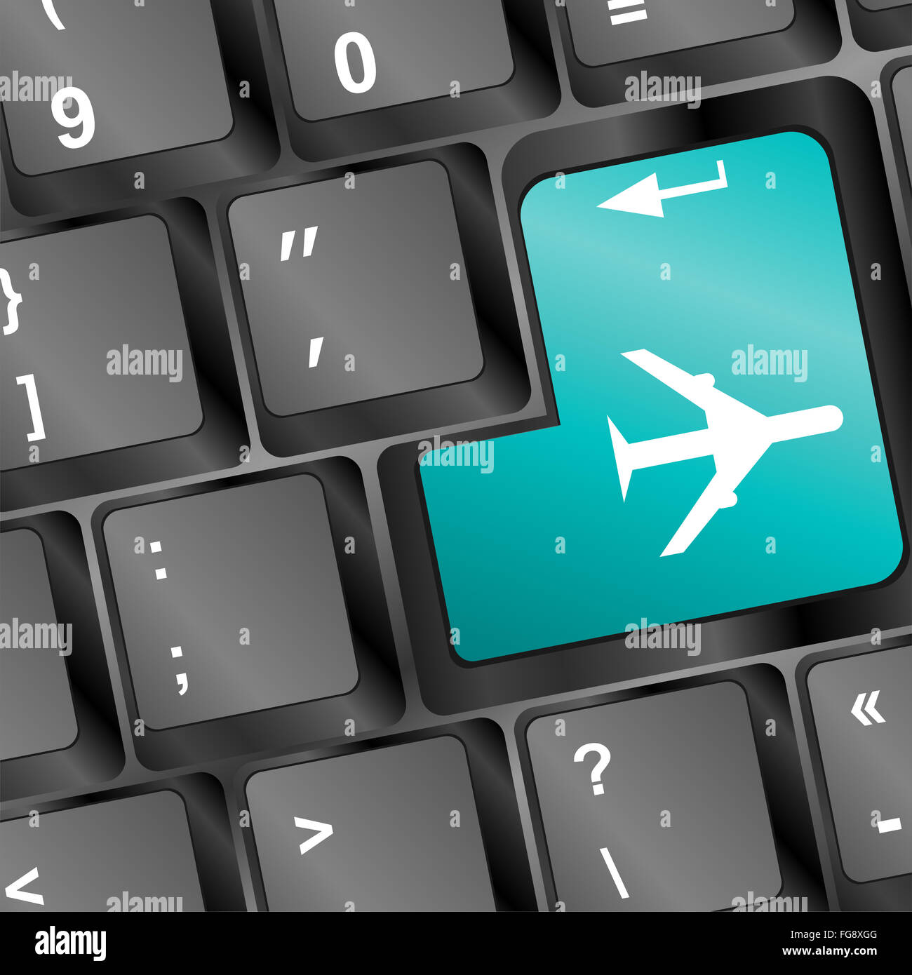 Online tickets key on the keyboard with airplane Stock Photo Alamy