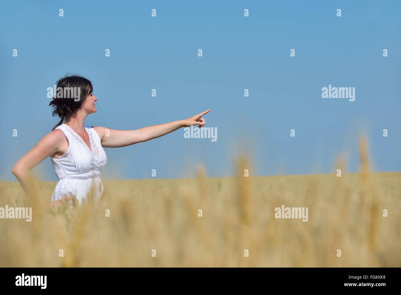 young woman in wheat field at summer Stock Photo - Alamy