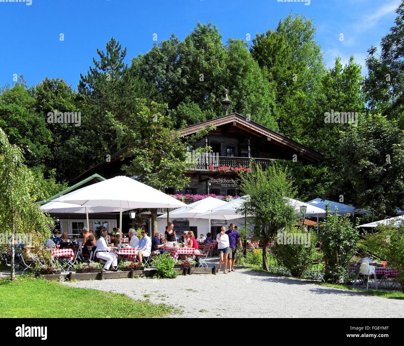 geography / travel, Germany, Bavaria, Lake Starnberg, restaurant destination 'Buscharner Seewirt', Additional-Rights-Clearance-Info-Not-Available Stock Photo