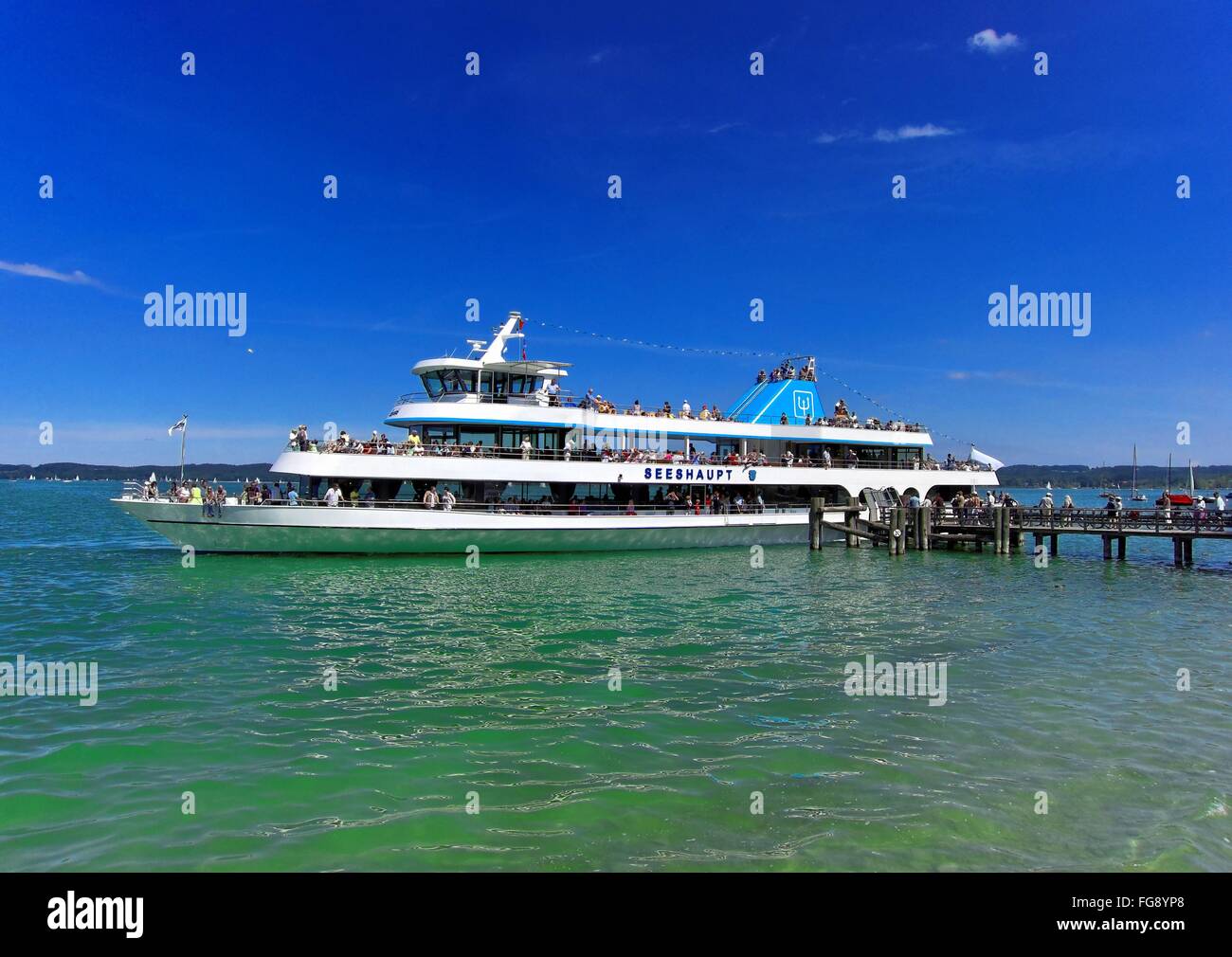 geography / travel, Germany, Bavaria, Lake Starnberg, Seeshaupt, ship of the line 'MS Seeshaupt', Additional-Rights-Clearance-Info-Not-Available Stock Photo